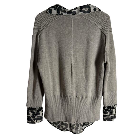 Brochu Walker V-Neck Layered Leopard Wool Cashmere Pullover Sweater Size XS - Picture 12 of 16